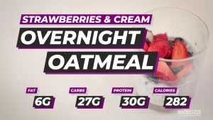 Strawberries & Cream Overnight Oatmeal | Macros Inc