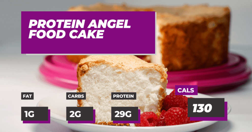 Healthy Spring Recipe for Protein Angel Food Cake: 130 calories per slice, 29g protein, 2g carbs, 1g fat