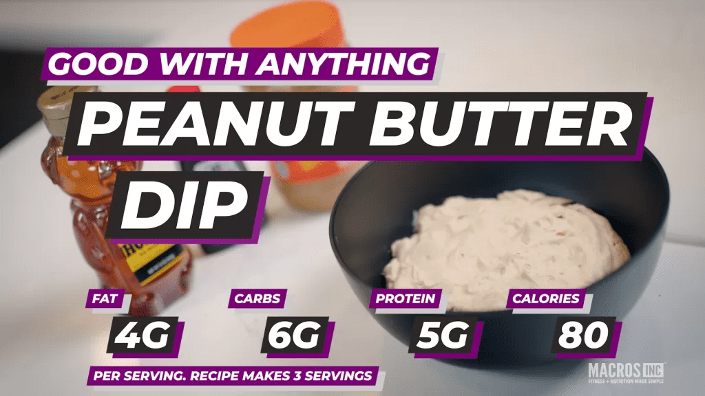 Good With Anything Peanut Butter Dip Recipe - makes 3 servings.  80 calories per serving, 4g fat, 6g carbs and 5g protein