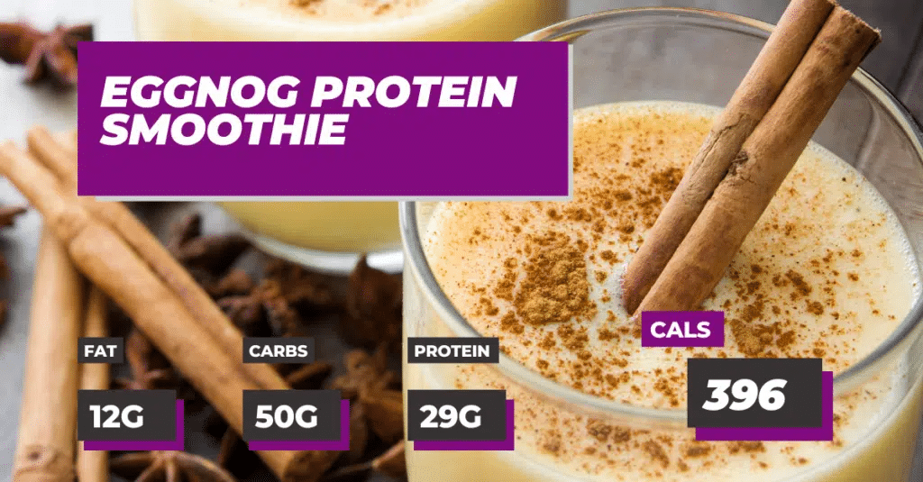 Festive Eggnog Protein Smoothie, 12g Fat, 50g Carbs, 29g Protein, 396 Calories
