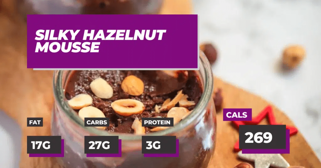 Festive Silky Hazelnut Mousse Dessert: 269 Calories, 17g Fat, 27g Carbs, 3g Protein