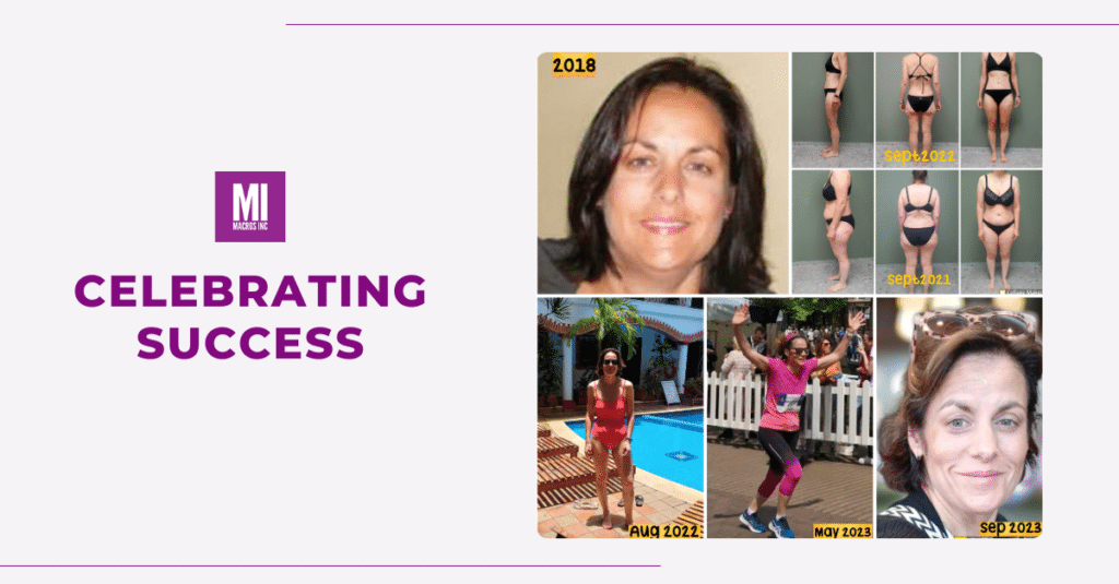 Celebrating Success: Deborah's Story showing a collection of photos of her transformation journey, weight-loss, running a marathon and enjoying holidays