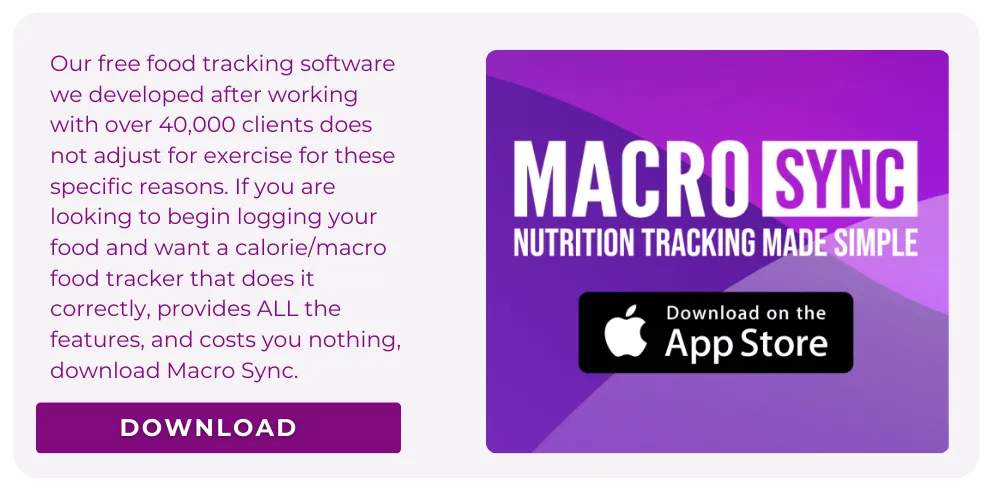 Our free food tracking app Macro Sync doesn't adjust calories for exercise. 