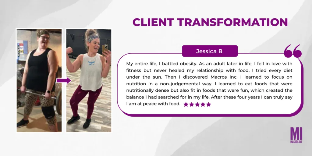 Jessica's transformation with flexible dieting