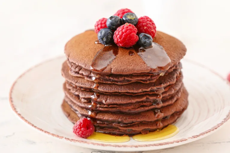 High Protein Brownie Batter Pancakes