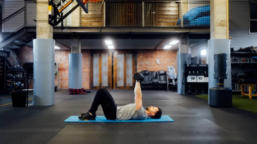 dumbbell-floor-press-poster